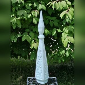 Empoli Genie Bottle Tiki Milkglass 19" Wine Bottle Decanter